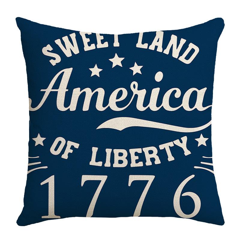 New Home Office Pillow Cover Freedom Day Pentagram Letter Printed Linen Cushion Cover