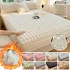 Winter Bed Warm Fitted Sheet Bedding Mattress Cover Thicken Plush Elastic Sheet Winter Coral Fleece Luxury Double Bed Bedcover