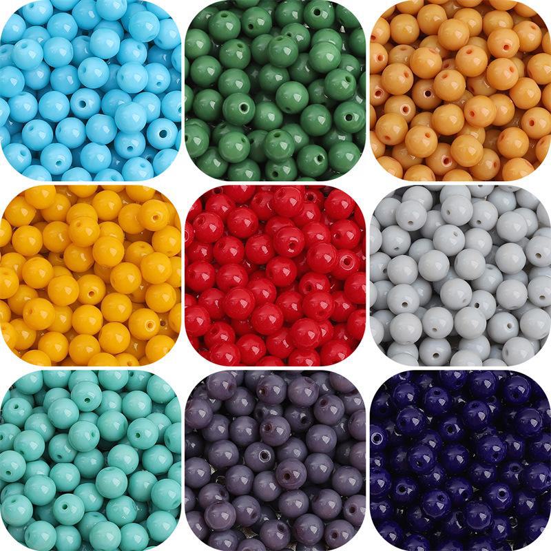 8mm Solid Color Glass Round Beads for DIY Necklace and Bracelet Jewelry Making