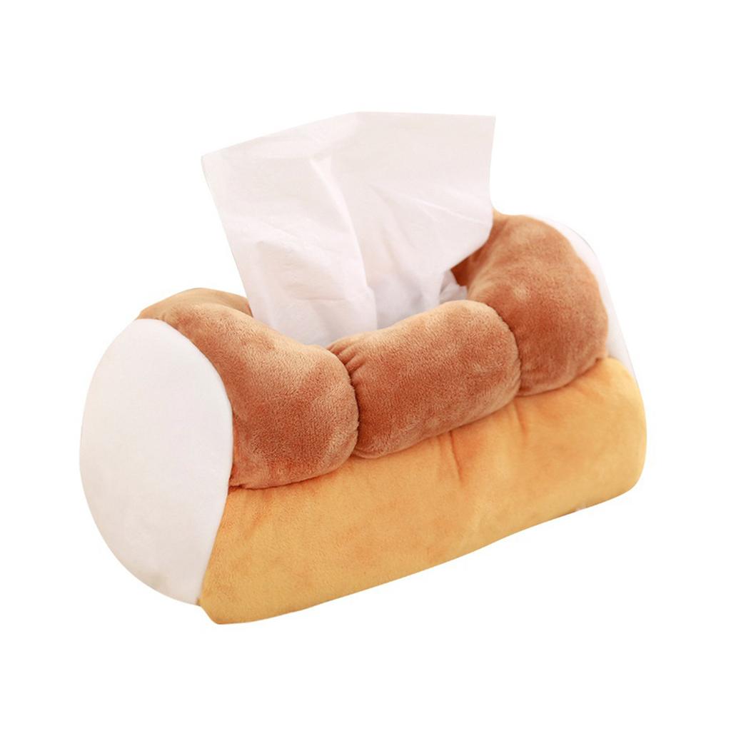 Soft Bread Tissue Storage Container Box Funny Tissue Box Soft Cotton Bread Shaped Paper Storage Holder for Home Decor