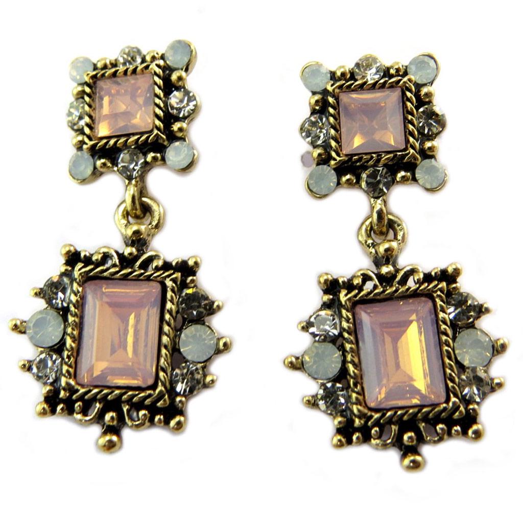 Les Trésors De Lily [P4559] - Designer Earrings 'Sissi' Pink White Gold - 33x17 Mm