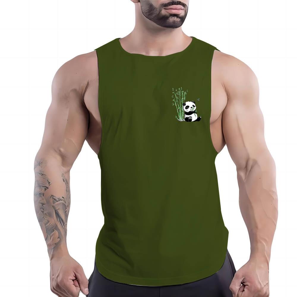 Summer Adult Men'S Fitness Outdoor Crew-Neck Vest Creative Panda Pattern 2d Printed Multi-Color Comfortable Sleeveless Shirt