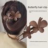 Korean Elegant Frosted Double Bow Hair Clip - Women's Horizontal Duckbill Hairpin