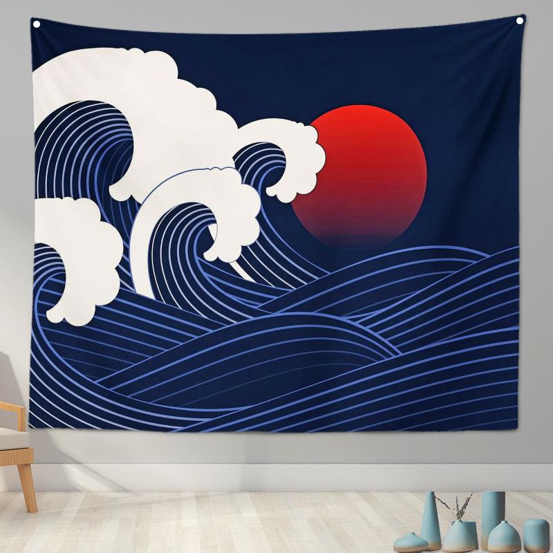 Home Decoration Japanese Ukiyo-e Tapestry Kanagawa Surf Hanging Cloth Wine Shop    Painting