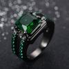 European and American Style Women's Black Square Crystal Edge Ring