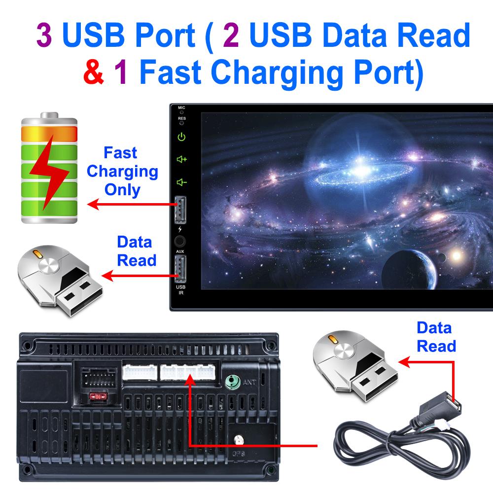 icreative 7 Inch 1+16GB/2+32GB Car Radio Android WiFi GPS FM Radio Car Player MP5 Central Control Full Screen 2 USB All-in-one Machine Universal Radio