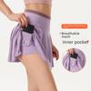 Women's Quick-Dry Tennis Skirt with Built-in Shorts and Pocket