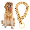Роскошный ошейник для собак из 18-каратного золота, прочный, 15 мм, сверхмощный, из нержавеющей стали, кубинская цепочка, ошейники для средних и больших собак, ротвейлер, хулиган