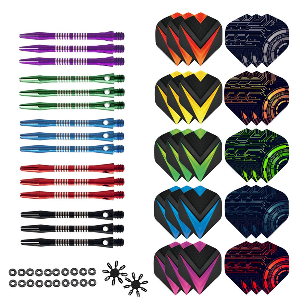 Dart Stems and Flights Set In 2BA Thread Medium Aluminum Shafts Dart Professional Dart Accessories Kits for Dart Games