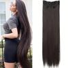 100CM Long Straight 5 Clips In Hair Extensions Heat Resistant Synthetic Hairpieces Black Brown Natural Fake Hair For Women