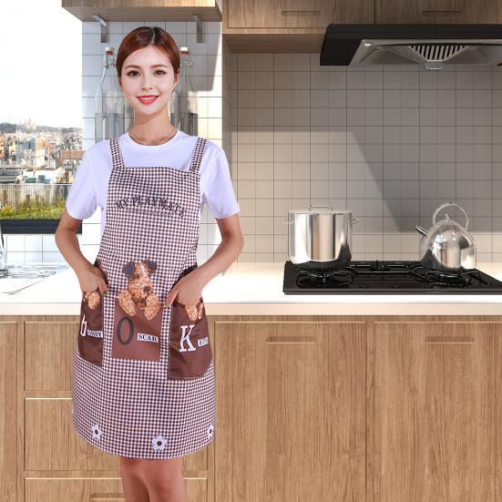 Kitchen Apron Cartoon Dog Pattern Apron Waterproof Oil-Resistant Polyester Sleeveless Apron for Home Restaurant Cafe House Cleaning