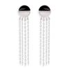 [Q2992] - Silver 'Obao' Black White Silver Earrings (rhodium-plated) - 40x8 Mm
