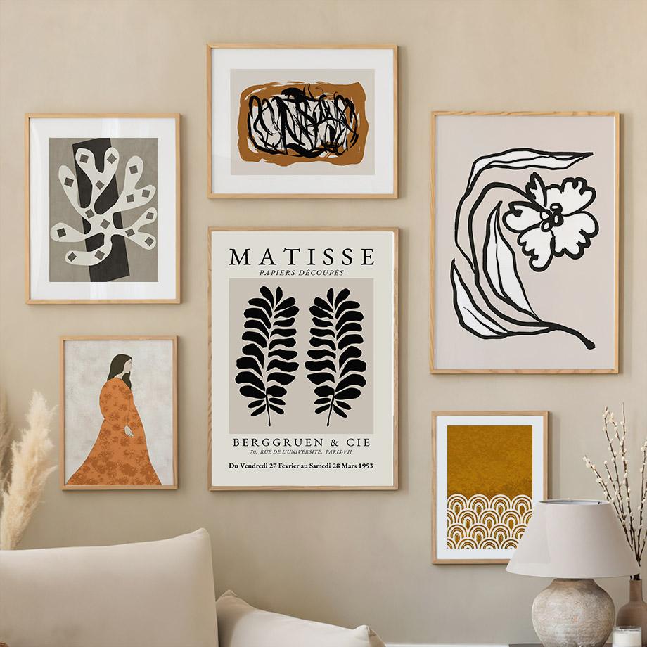 Abstract Matisse Coralline Leaves Flower Girl Wall Art Living Room Decoration Nordic Posters And Prints Canvas Painting Pictures