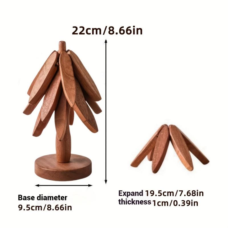 4pcs Set of Walnut Wood Heat-resistant Placemats - Anti-scald Pot and Pan Trivets Kitchen and Dining Table Coasters