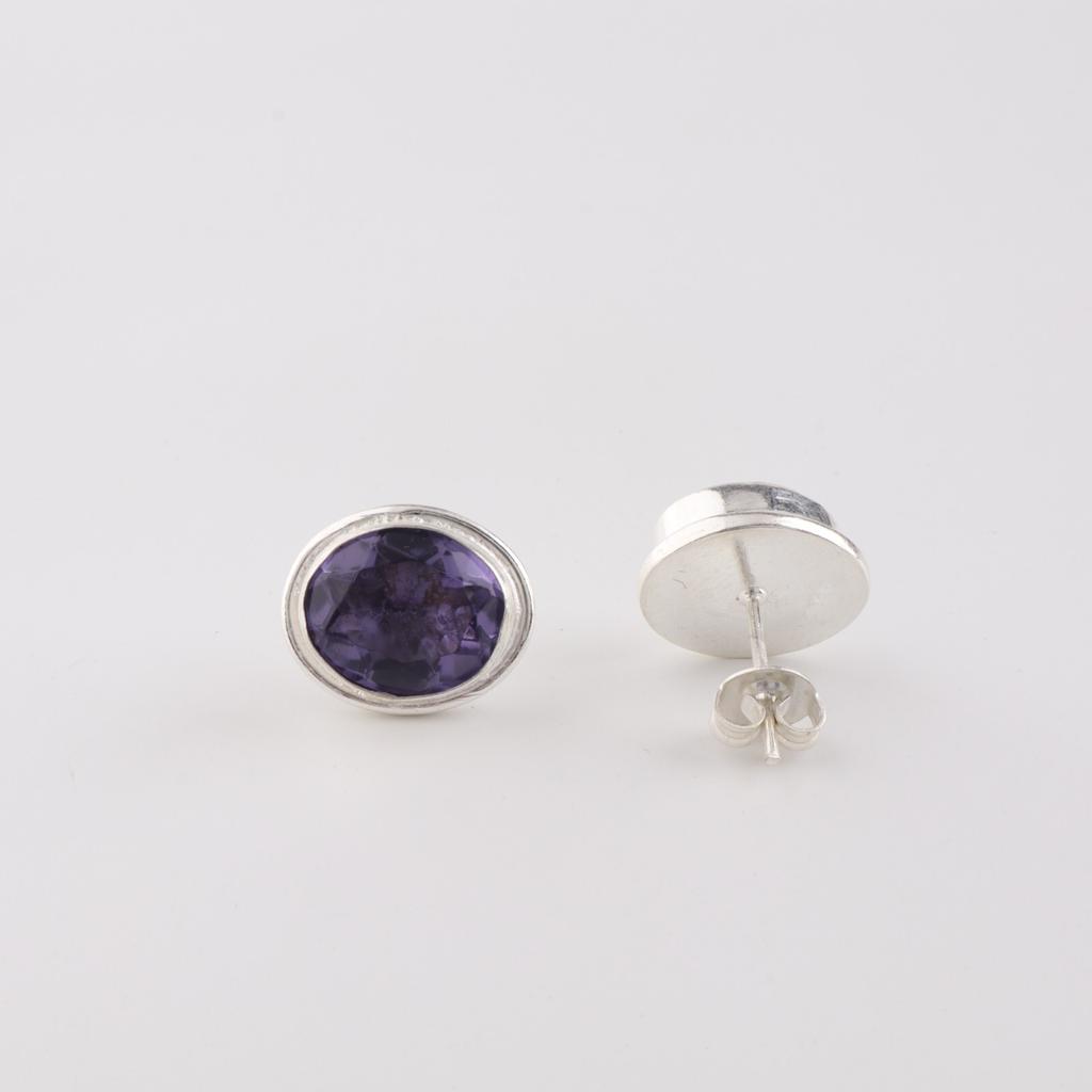 Iolite Gemstone 925 Sterling Silver Jewelry Handmade Stud Earrings 0.5"For Women EE-178-12