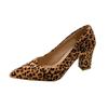 Fashion Autumn Sexy Leopard Women High Heels Elegant Office Pumps Woman Pointed Toe Thick Heel Singles Shoes Plus Size 42