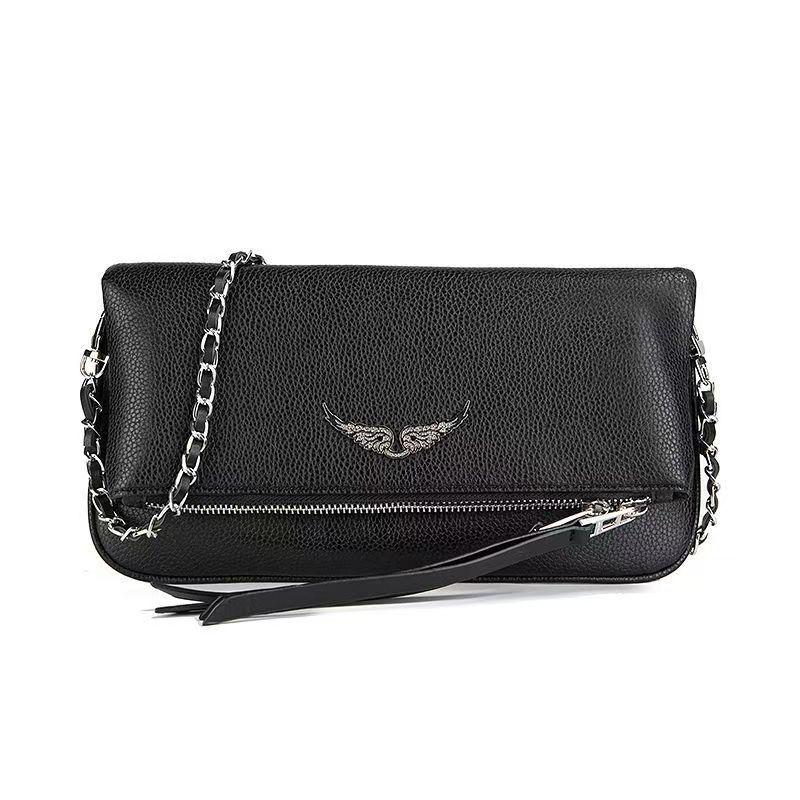 ZV French Exquisite Women's Winged Chain Crossbody Bag: Elegant Envelope Shoulder Bag for Ladies.