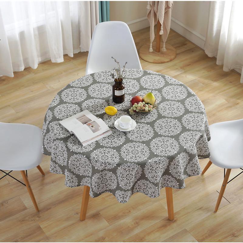 Nordic Style Cotton And Linen Printed Round Tablecloth Retro Flower Pattern Dining Table Cloth For Home Garden Tea