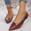 Women' Classics Wine Red Pu Leather Flats Hollow Out Pointed Toe Low Heel Pumps Woman Plus Size Summer Comfort Soft Sole Loafers