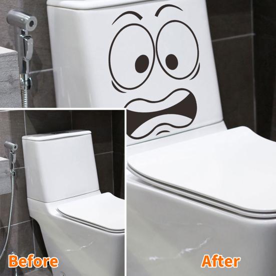 Scared Expression Toilet Sticker Waterproof Removable Self-adhesive PVC Living Room Bathroom Wall