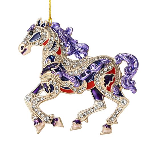 Horse Christmas Ornaments Sparkly Rhinestone Horse Hanging Decoration Acrylic Christmas Tree Ornament for Winter Xmas Party Supplies Holiday Home