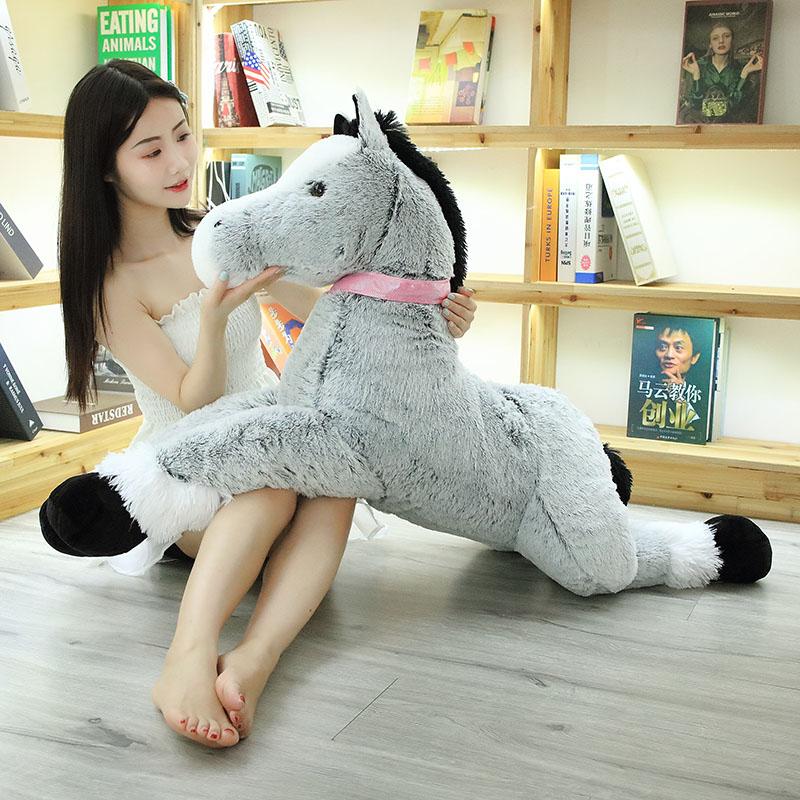 90CM Cute Lying Horse Plush Toys Stuffed Cartoon Animal Horse Children Kids Girls Shooting Props Birthday Gifts