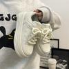 White Shoes for Women Spring and Autumn New Niche Thick-Soled Casual Sneakers Versatile Sports Bread Shoes