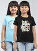 Girls Printed Round Neck Half Sleeve Tops Pack of 2