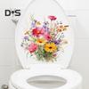 Красочные цветочные наклейки для унитаза, водонепроницаемые, съемные, самоклеящиеся, ПВХ, настенные рисунки для гостиной, ванной комнаты, цветочные растения, украшение для крышки сиденья унитаза