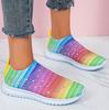 Women's Mesh Walking Shoes Rhinestone Glitter Slip On Sock Sneakers Tennis Female Knitted Running Shoe