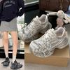 European Retro Polish Graffiti Platform Dad Shoes Women 2025 New Casual Muffin Shoes Versatile Mesh Sneakers