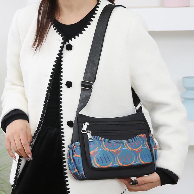 Fashion New Middle-aged Mother Bag Large-capacity Printed Multi-layer Shoulder Bag Lightweight Casual Joker Lady Crossbody Bag