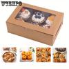 15pcs Brown Bakery Boxes with Window Cookie Boxes for Packaging Treat Boxes Pastry Chocolate Covered Strawberries Macaron Cupcakes Donuts and Goodies
