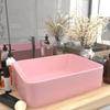 VidaXL Luxury Washbasin Countertop Sink Toilet Hand Wash Basin Bathroom Cosmetic Room Rectangular Interior Pink 147043