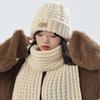 2Pcs Korean Style Neck Guard Hat Set Thicken Warm Scarf Trendy Knitted Hat Scarf  Winter Autumn