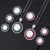 Jewelry Copper Bottom Gold-Plated Simulation Color Treasure Inlaid White Pearl Flower Set Women'S 16-14-12 Mm