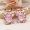 Fashion Rectangle Crystal Drop Earrings For Women Rose Gold Color Wedding Jewelry Cubic Zirconia Eardrop
