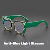 Fashion Polygon Oversize Frame Plain Glasses Unisex Retro Leopard Versatile Advanced Eye Protection Anti-Blue Light Eyeglasses