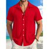 Summer Men's Striped Color Blocked Casual Short Sleeved Shirt