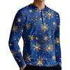 Men's Casual Button-Down Sweatshirt Fashion Printed Long Sleeve Shirt Pullover