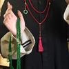 Chinese Style Long Beaded Necklaces Multiwear Hanfu Wear Chain Glass Beads Tassel Chain  Jewelry