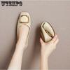 Spring and Autumn Korean Version Square Toe Flat Shoes Women's Fashion Casual Shoes Shallow Mouth Sneakers