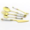 Ceramic Creative Handle Flatware Wedding Cutlery Set Gold Cake Fork Coffee Spoon Knife  Dinner Tableware Set