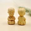 Cute Small Baby Buddha Boxwood Carved Home Decor Handicraft Key Chain Pendant Car Ornament Little Monk Figurines Buddha Statue