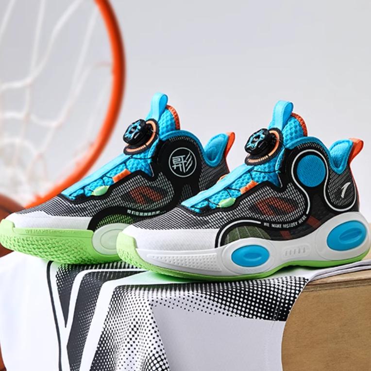 Anta Shape 3 Non-Slip Low-Top Kids Basketball Shoes Kids Sneaker Black Blue 312331102-2