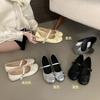 Inner Height-increasing Silver Bow Mary Jane Single Shoes Women's Shoes Spring and Autumn New Ballet Shoes