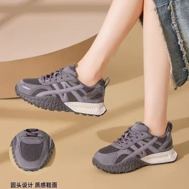 Fashion Mesh Women's Autumn New Soft-faced Soft-soled Lace-up Retro Sports and Leisure Shoes