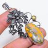Natural Bumble Bee Jasper, Citrine 925 Sterling Silver Pendant 3.03" G1j55