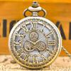 Vintage Bronze Steampunk Cutout Quartz Pocket Watch Necklace Chain Pendant Clock MenWomen Gift