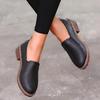 Fashion Single Shoe Flat Bottom Shallow Mouth Casual Mid Heel Thick Heel Korean Version Small Leather Shoes Work Shoes Trend